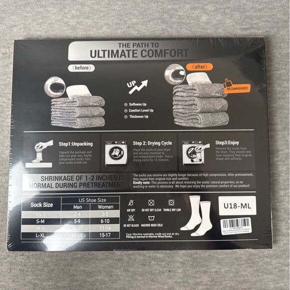 Premium Merino Wool Socks For Men & Women 3 Pair Gray Size Medium/Large - Picture 7 of 7